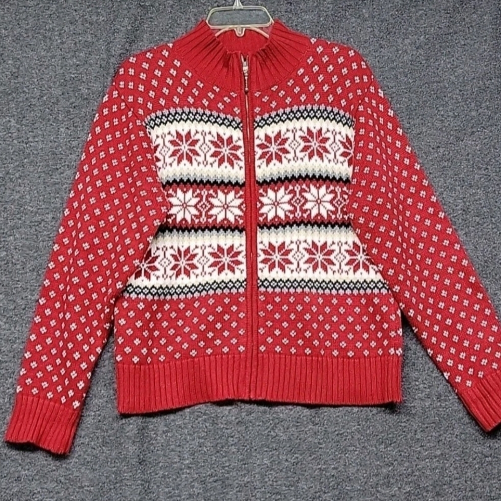 Dress Barn Zipped Fair Isle Knitted Cardigan Womens Size Large